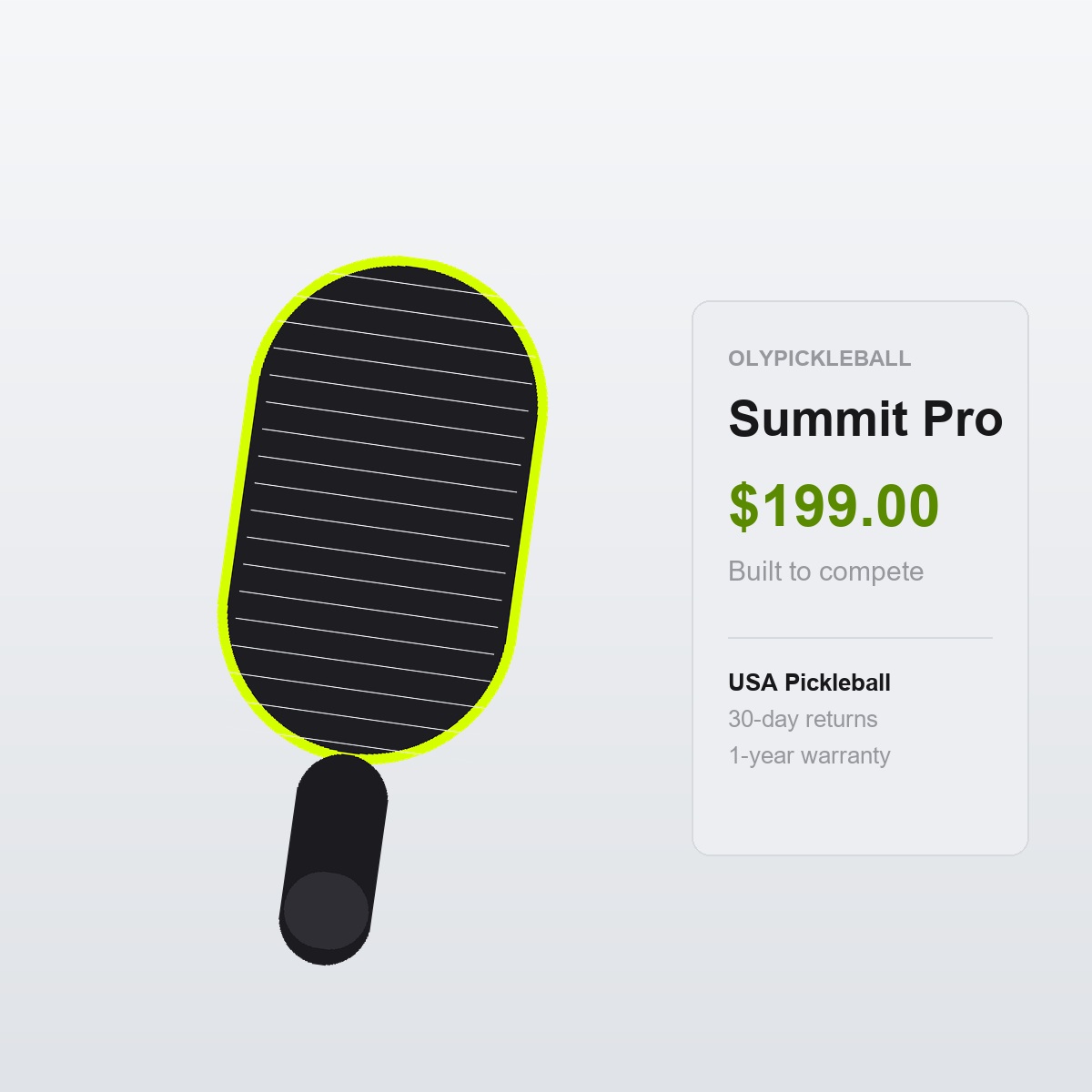 Summit Pro pickleball paddle – product positioning